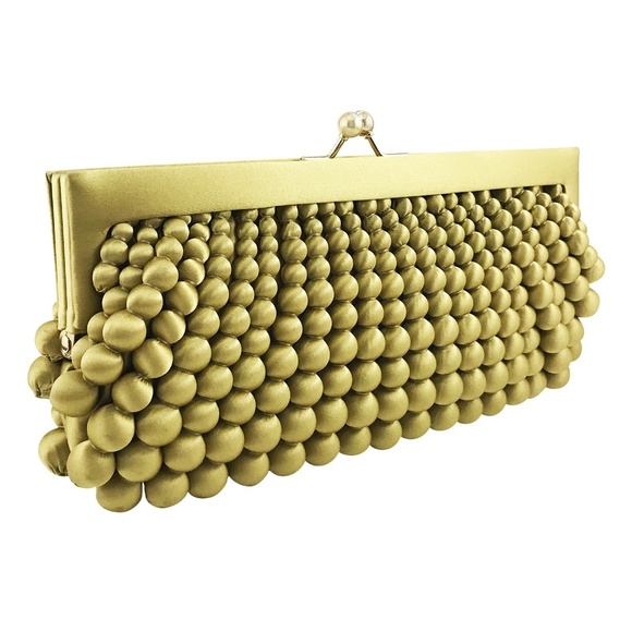 Sondra Roberts Handbags - Sondra Roberts Silk Gold Clutch Evening Purse NWT